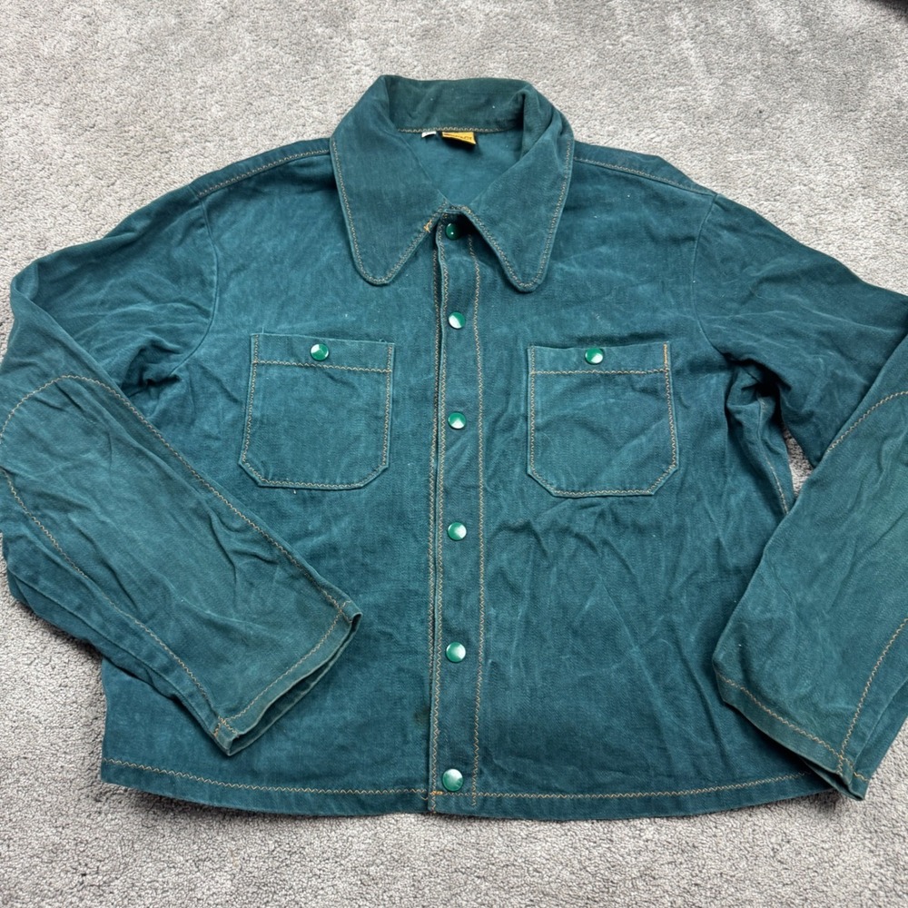 Vintage Teal Green Casual Button-Down Shirt
